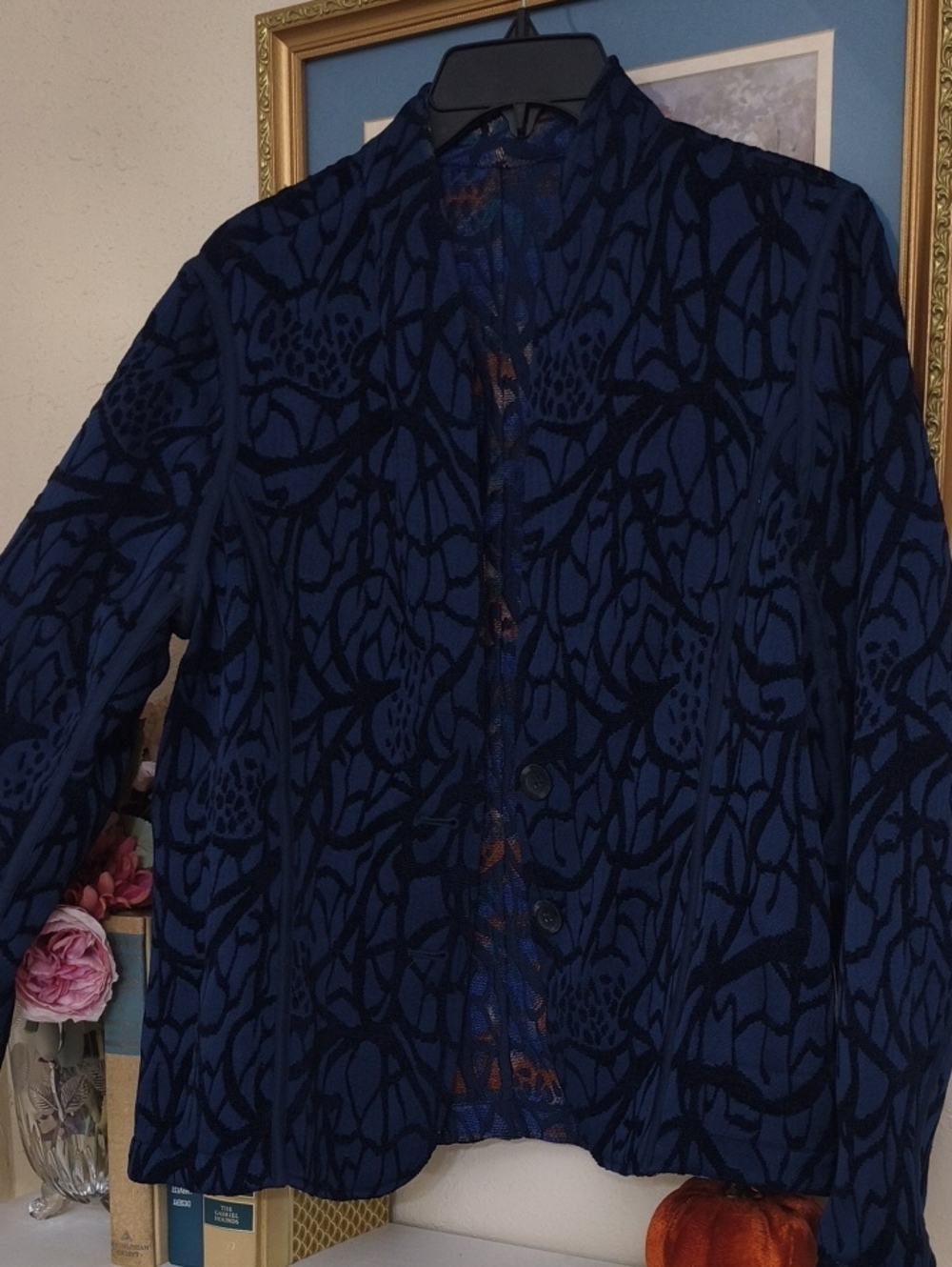 vintage reversible jacquard jacket rich abstract Office Y2k Large - Picture 2 of 10